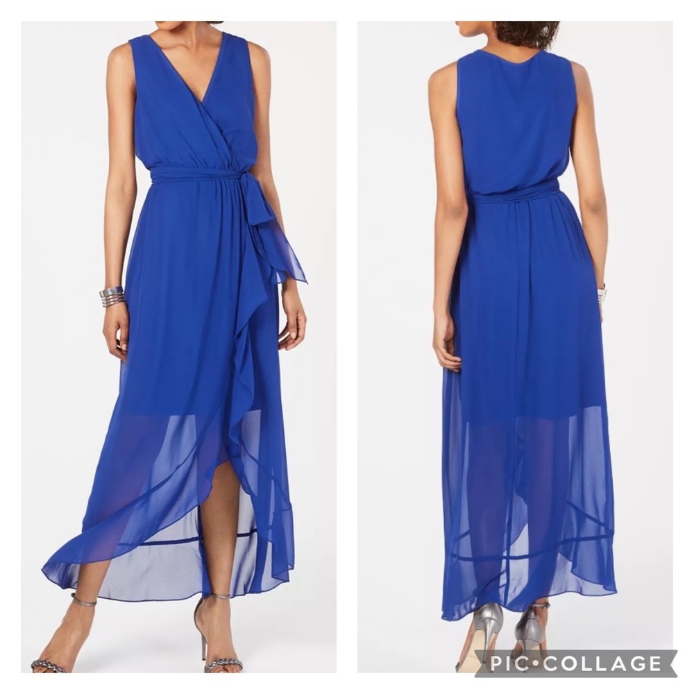 SLNY Sleeveless High-Low Chiffon Maxi Dress sz 14 (fair condition)